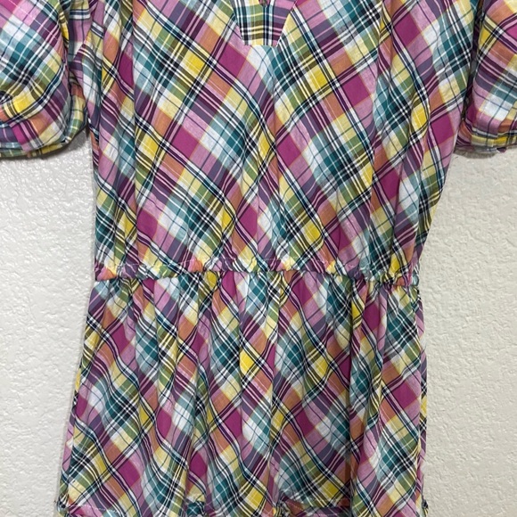 Betsey Johnson Pink Plaid Midi Dress Puff Sleeve Size M - Picture 8 of 15